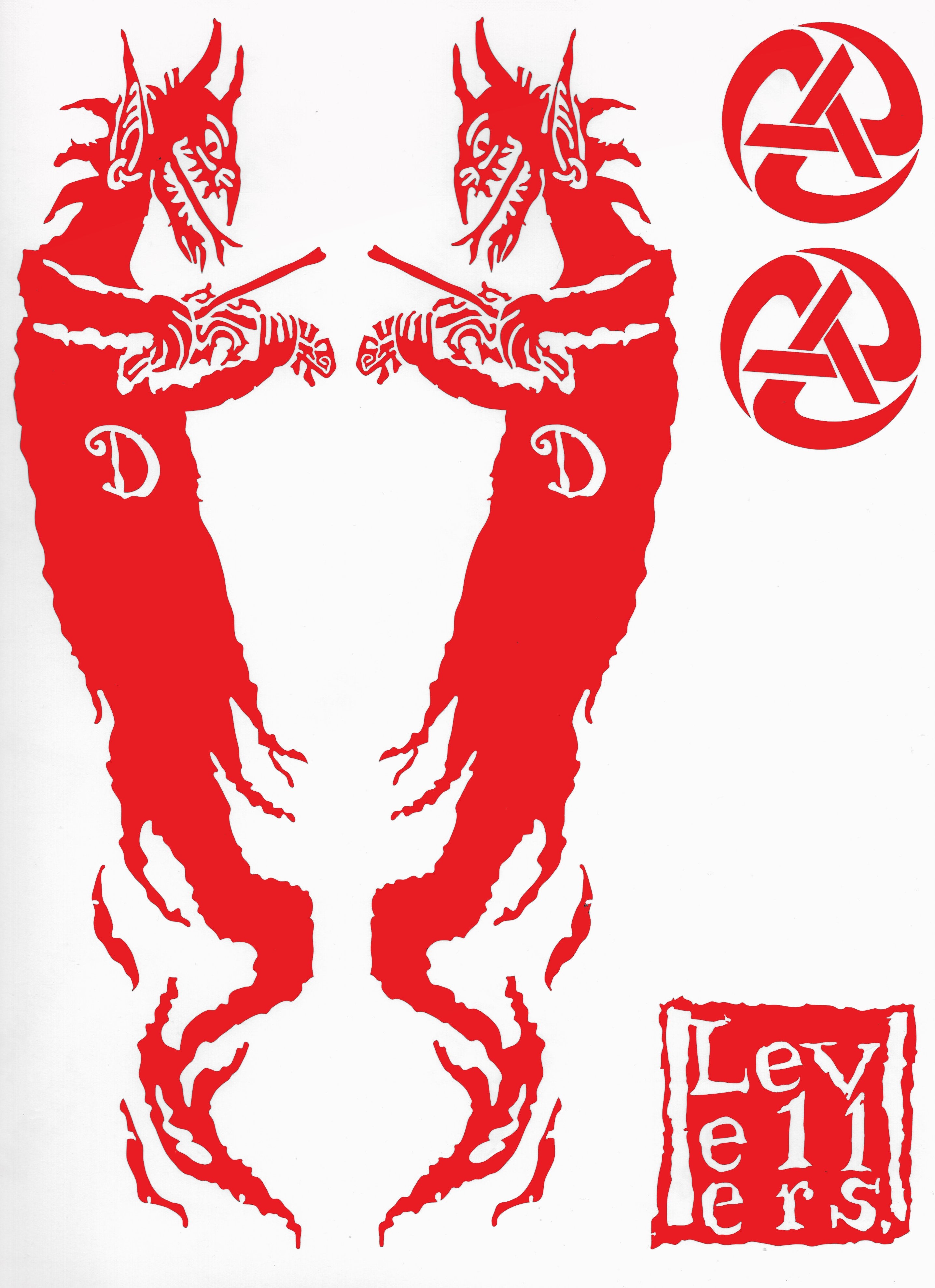 Levellers Vehicle Decals Set - Devil Fiddler, Logo, Rolling A