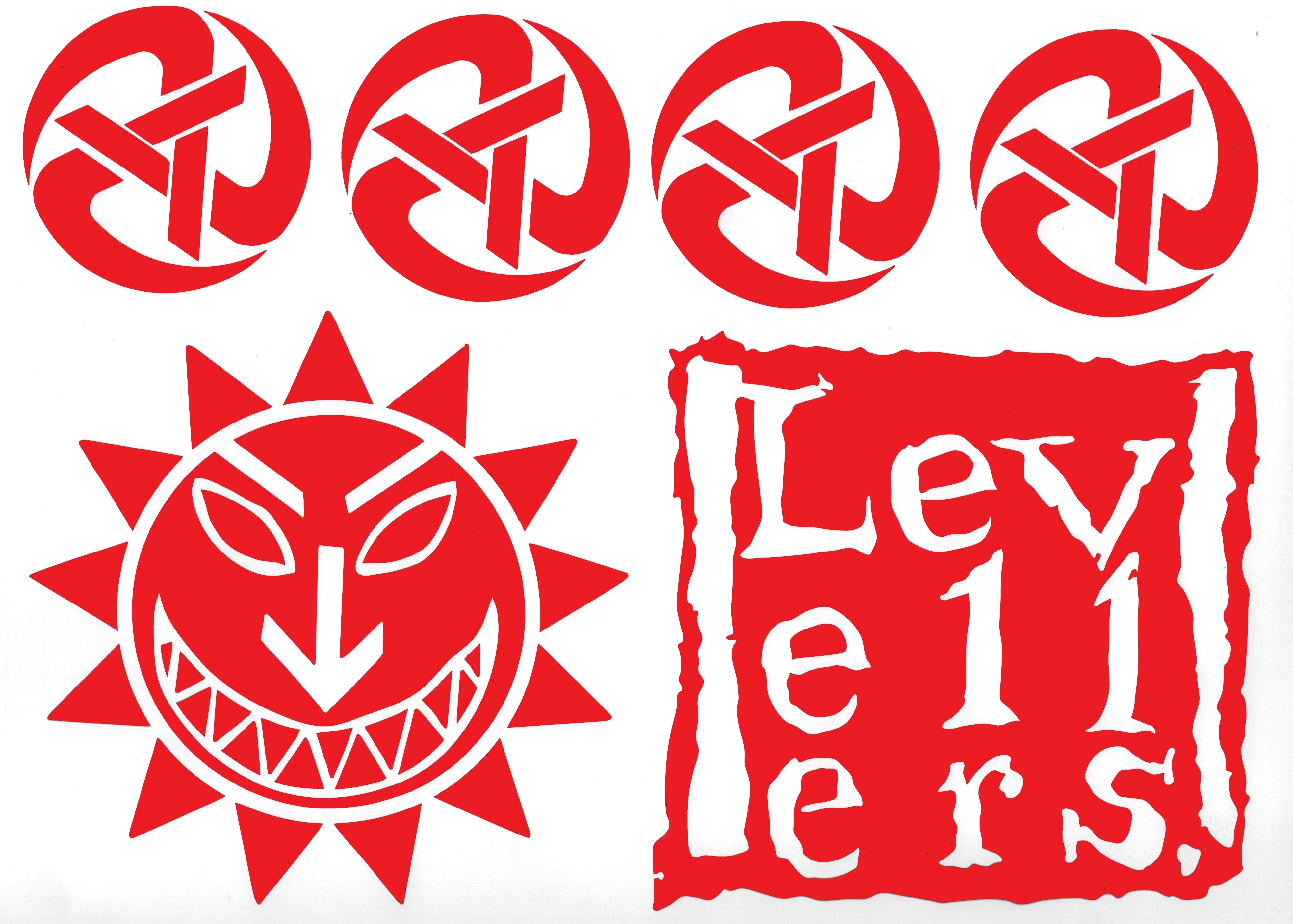 Levellers Vehicle Decal Set - Small - Logo, Rolling A's, Sun Face