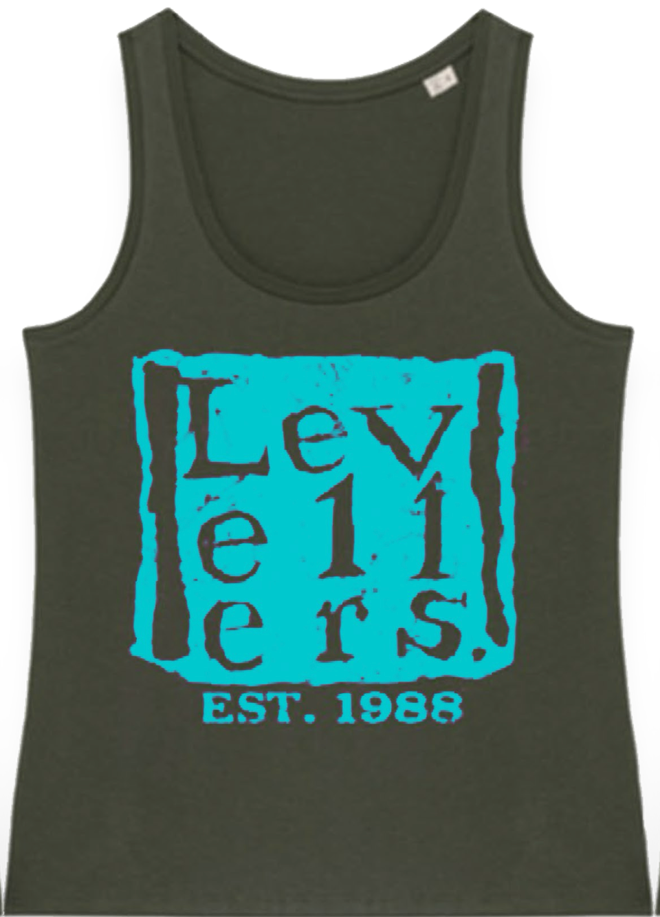 Ladies Khaki Vest Top Est.88 - Teal Print - Small -XXL