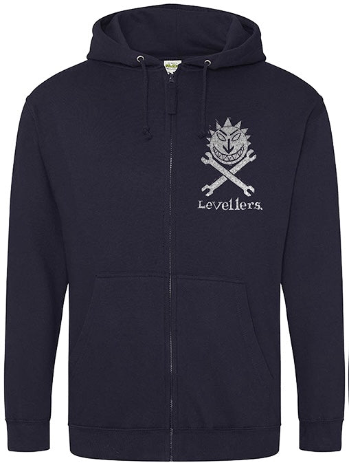 Sun & Spanners Hoodie - Metallic Silver on French Navy 3XL 4XL 5XL