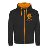 Sun & Spanners Hoodie - Orange on Black - Small & medium only