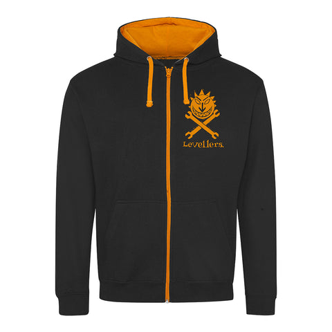 Sun & Spanners Hoodie - Orange on Black - Small & medium only