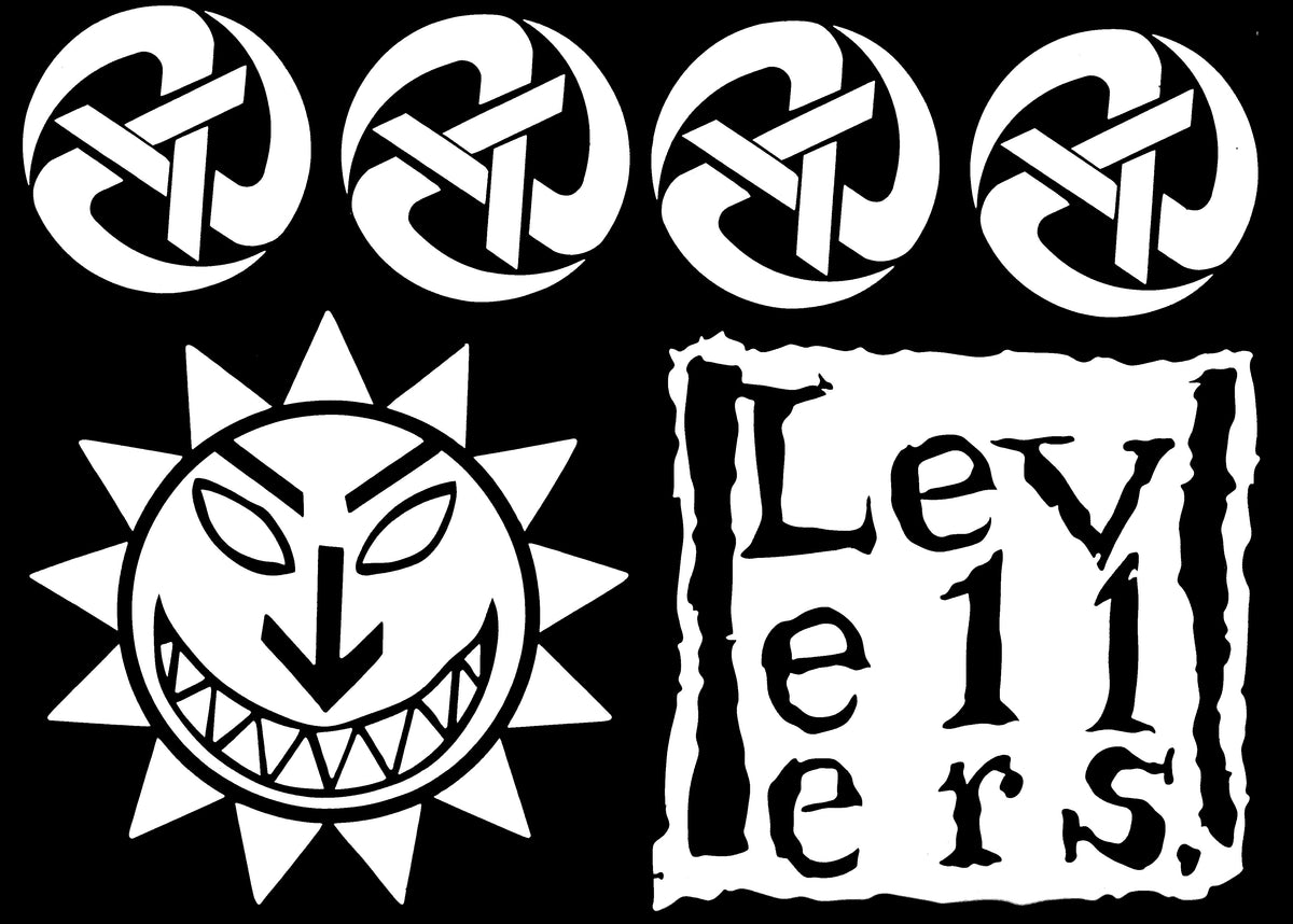 Levelor Sticker Levellers Vehicle Decal Set - Large - Logo, Rolling A's, Sun Face