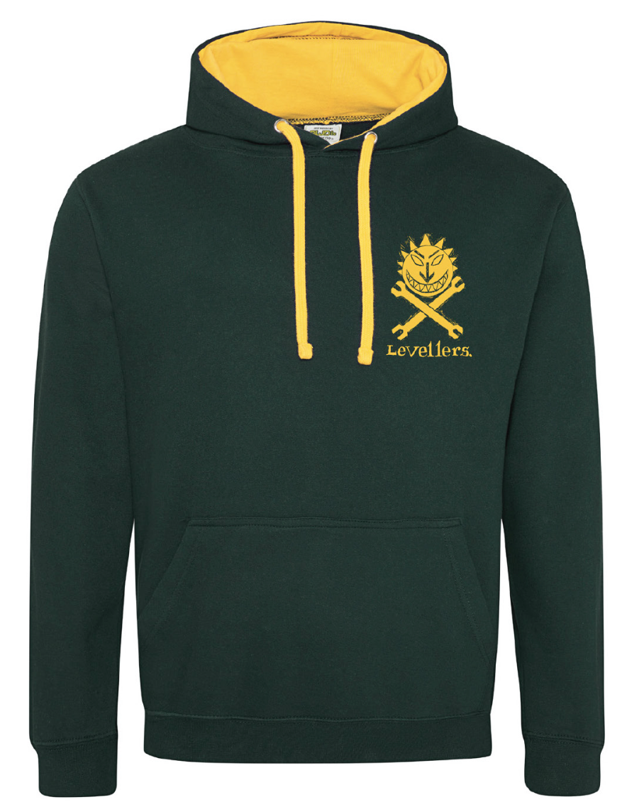 Sun & Spanners Hoodie With Backprint - Green with yellow print