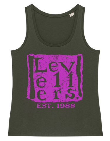 Ladies Khaki Vest Top Est.88 - Purple Print