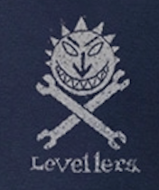 TS - Levellers Sun & Spanners - Metallic Silver Print on dark navy