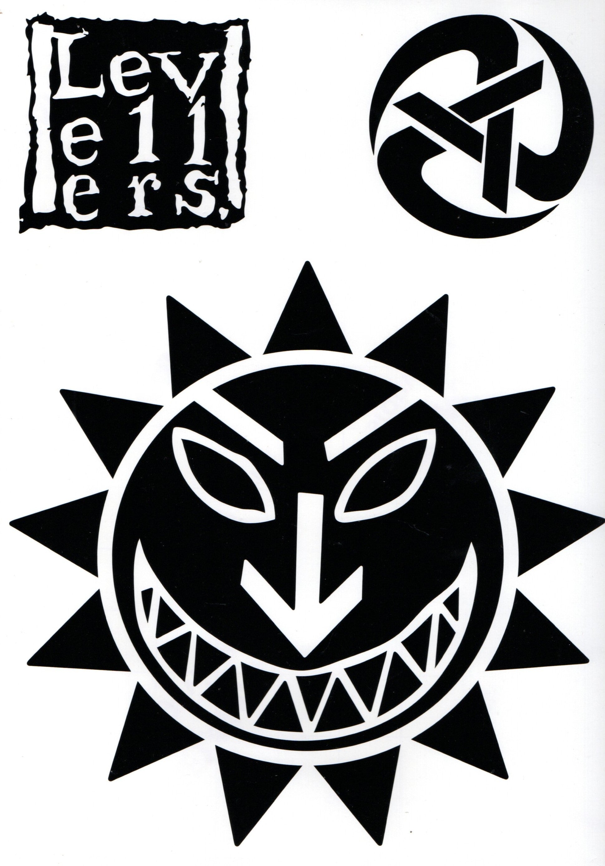 Levellers Vehicle Decal Set - Small - Logo, Rolling A, Sun Face
