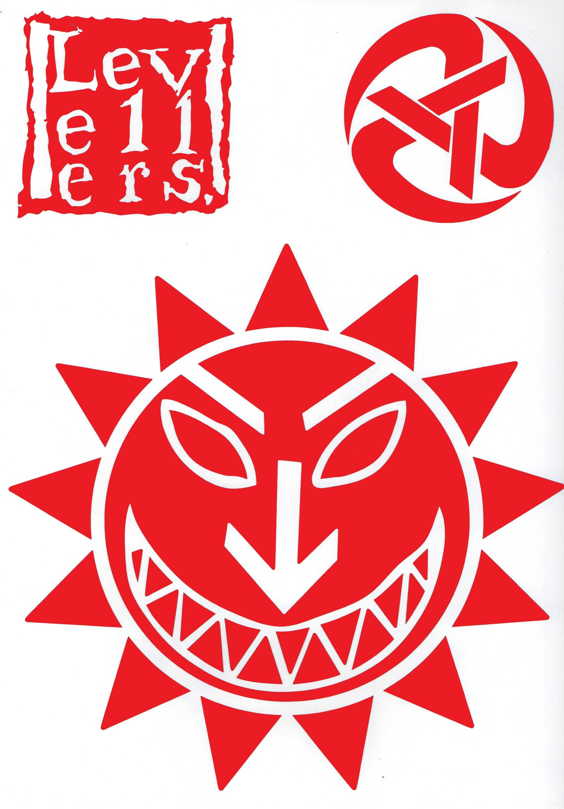 Levelor Sticker Levellers Vehicle Decal Set - Small - Logo, Rolling A, Sun Face