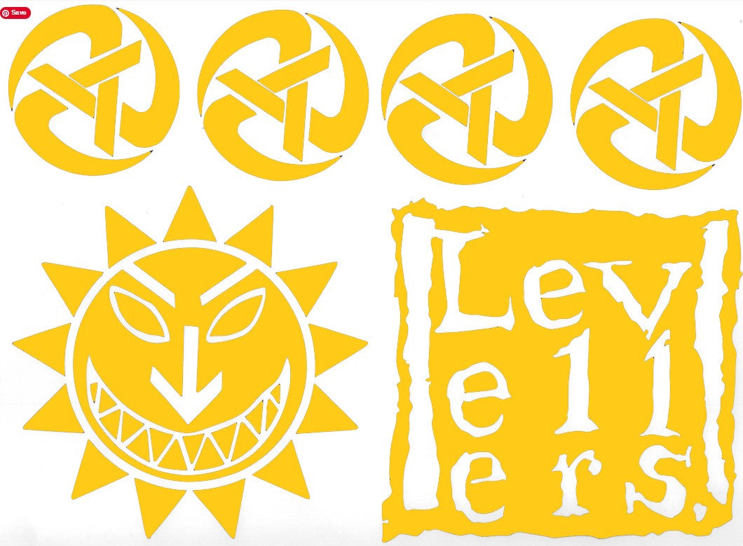 Levellers Vehicle Decal Set - Large - Logo, Rolling A's, Sun Face